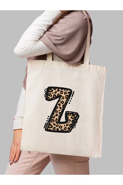 Cemira Leopard Letter Z με μοτίβο, Y2 Pinterest ρετρό υφασμάτινη τσάντα τσάντα, τσάντα δώρου