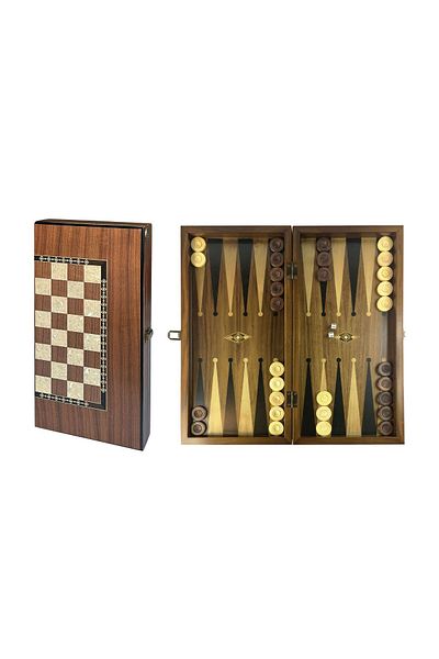 Helena Wood Art Eco Classic Handmade Checkered Wooden Backgammon Set Chess Checked