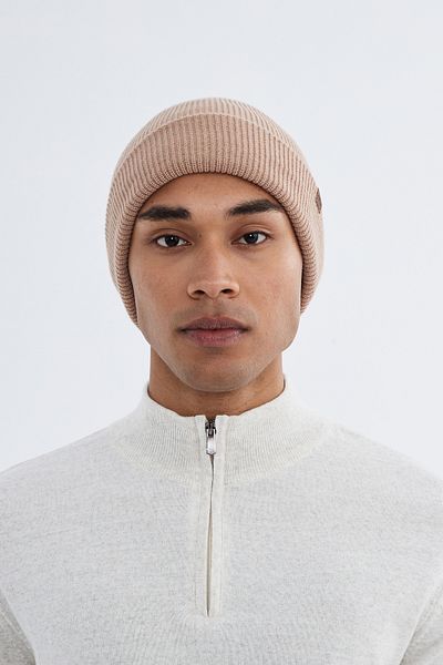 Nordbron Beige Unisex Acrylic Knitwear - Soft, Flexible, Double Fold Winter Basic Corded Pumb
