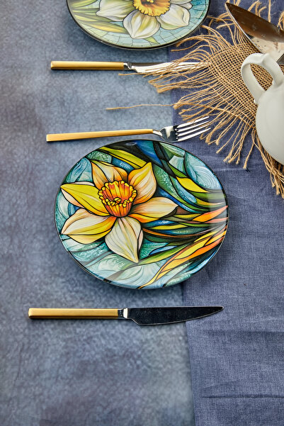 EMBazaar 6-Piece Narcissus Series Cake, Presentation, Breakfast Plate Set Service Set Catering Set