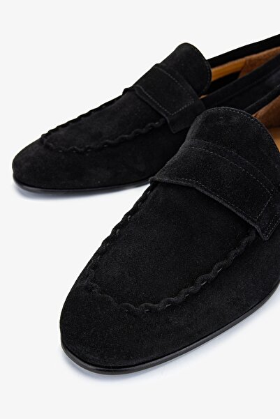 Valmenti Мъжки черни мокасини от велур - обувки Thonas от естествена кожа