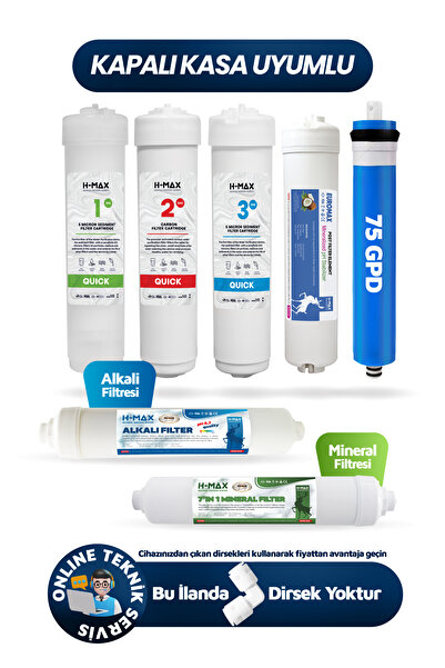 H-MAX Reverse Osmosis System Quick Yeni Sezon 7'li Alkali - Mineral Filtreli ...