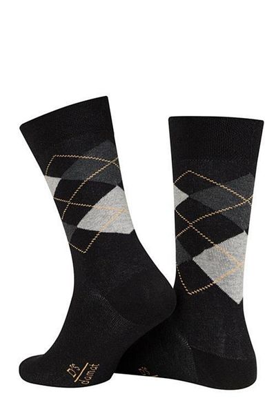 D'S Damat Черни мъжки карирани чорапи