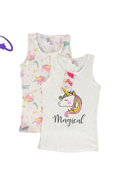 Atabay Kids Desenli Kız Atlet-2 Adet