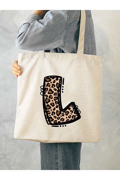 Cemira Leopard Letter L με μοτίβο, Y2 Pinterest ρετρό υφασμάτινη τσάντα τσάντα, τσάντα δώρου