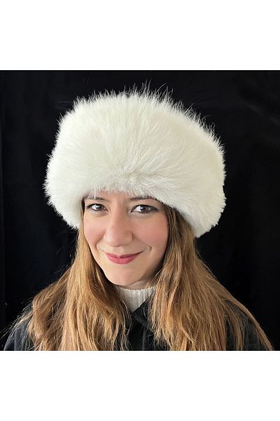 Shark Anatolia Handmade 100% Wool White Fur Women's Real Leather Börk Hat