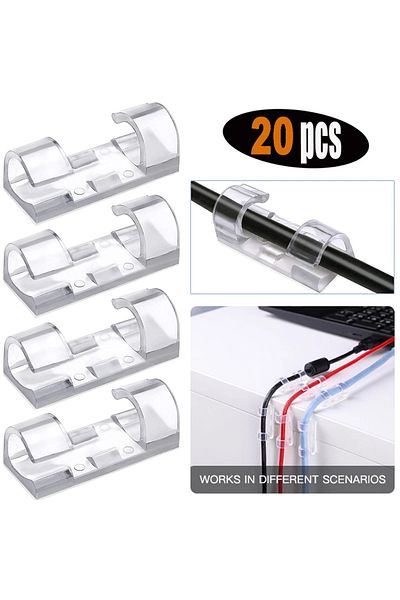 Choice Black-20PCS 20/5PCS Cable Organizer Clips Cable Management Desktop Workstation ABS Wire Manager Cord
