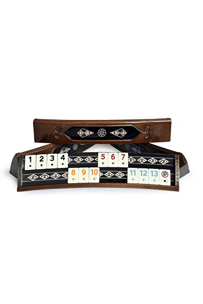 Helena Wood Art Oval Solid Okey Set with Mosaic Dark