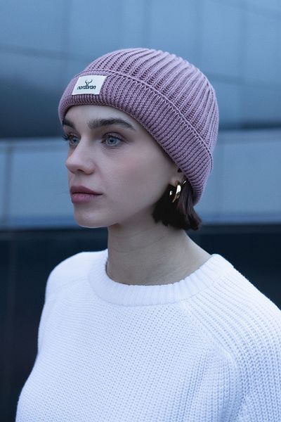 Nordbron Light Rose Pattern Unisex Beret Knitwear Cuat - Soft Cotton, Stretchy Double Fold, Winter Logo
