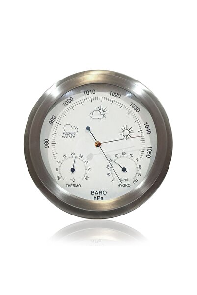 AEK-Tech Mekanik Ibreli Barometre Metal Gövde Büyük Beyaz