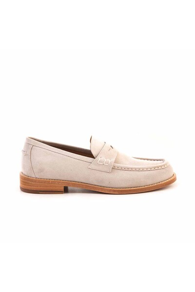 MOCASSINI Men's Genuine Leather Leather Sole Beige Suede Casual Shoes