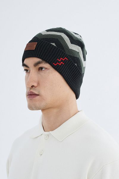 Nordbron Khaki Men's Knitwear Stretchy Beret - Double Layer, Soft & Winter Logo