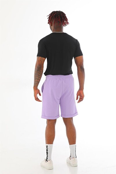 penyebizden Erkek Regular Fit Duble Paça %100 Pamuklu Şort-lila