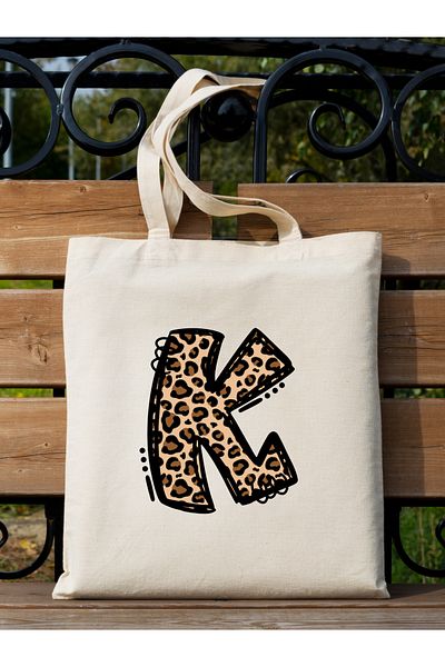 Cemira Leopard Letter K με μοτίβο, Y2 Pinterest ρετρό υφασμάτινη τσάντα τσάντα, τσάντα δώρου