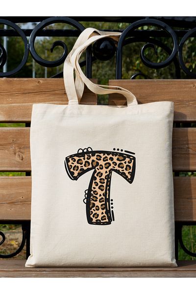 Cemira Leopard Letter T με μοτίβο, Y2 Pinterest ρετρό υφασμάτινη τσάντα τσάντα, τσάντα δώρου