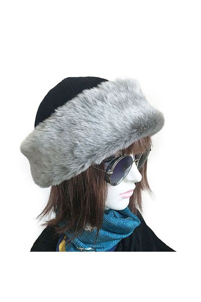 Shark Anatolia Handmade 100% Wool Gray Fur Women's Real Leather Hat