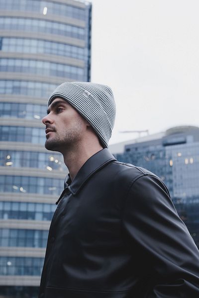 Nordbron Men's Light Blue Skye - Soft Cap, Stretchy Basic, Winter Colorful Pattern Acrylic Logo