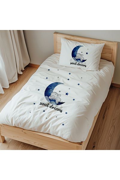 Lilabio Sweet Dreams Baby Elephant - Set cuvertură de pilota unică 100% bumbac (160x220 cm)