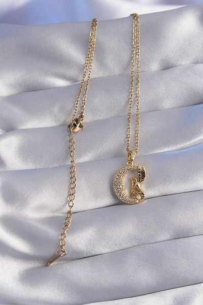 Skygo Gold Colored 316L Bird Figured Zircon Necklace - TJ-BKO8763