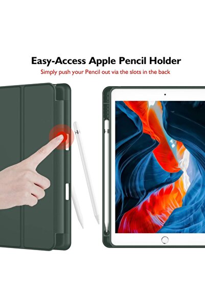 NEONI iPad 10.2-inch Case for 9th/8th/7th Gen with Pencil Holder, Soft Silicon, Auto Wake/Sleep Cover