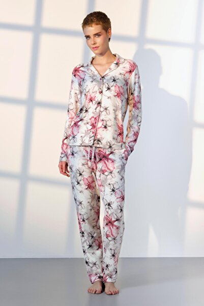 Doreanse Жіночий комплект піжами з сорочкою та футболкою з квітковим принтом ...