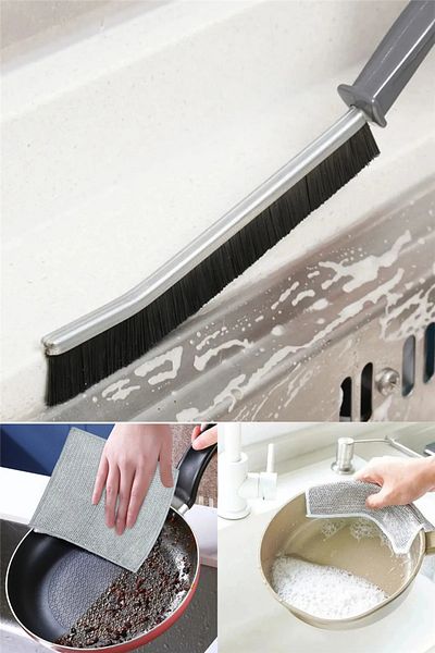 omilife Wire Dish Cloth Scouring Wire and Multi-Purpose Multi-Fine Cleaning Brush