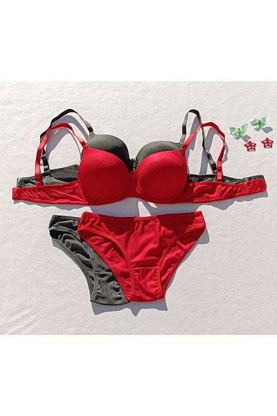 siyalife 2-Piece Bra and Panty Underwear Set with Ribbed Padding