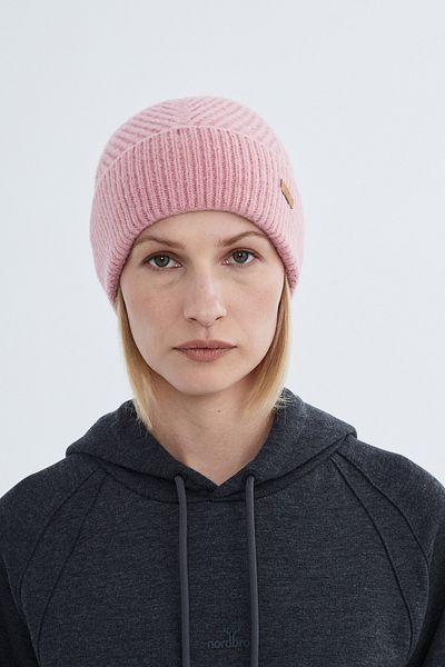 Nordbron Pink Soft Knitwear Women's Beanie - Stretchy Double Fold Winter Logo Miley