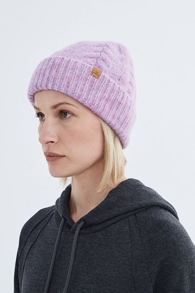 Nordbron Lilac Acrylic Knitwear for Women - Soft Cap, Double Fold, Winter Logo Basic Wainy