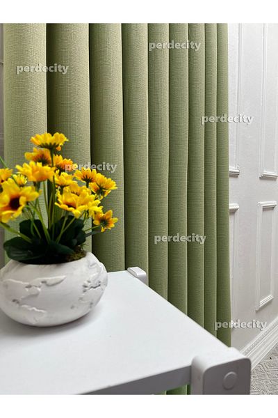 PERDECITY Natural Linen Background Curtain Single Wing (Without Pile) Plain Sewing