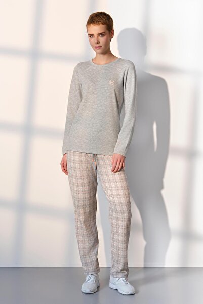 Doreanse Жіночий рожевий піжамний комплект з сірою сорочкою 25K4043