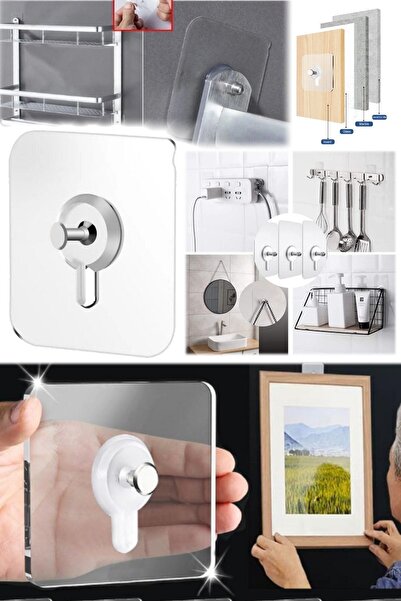 etteminönütoptanticaret 5 Adet Duvar Delmeden Zarar Vermeden Yapışkanlı Askıl...