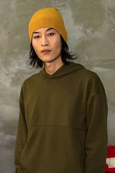 Nordbron Unisex Yellow Beanie Knitwear Soft Colorful Plain Patterned Flexible Basic Winter Acrylic Logo Detailed Viola