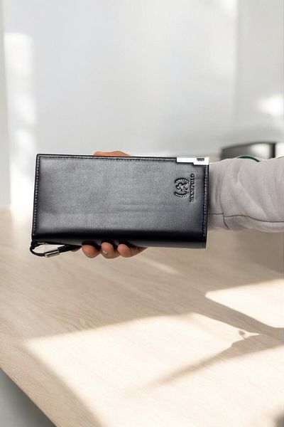 KAFF Black Zippered Large Size Functional Faux Leather Stylish Phone Holder Card Holder Wallet