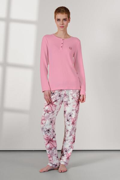 Doreanse Жіночий піжамний комплект з футболкою з рожевим квітковим принтом 25K4032