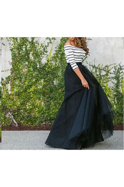 HSNLİFE Fusta neagră cu 3 straturi, lungime 105 cm, pufoasă din tul, organizare pentru invitații pentru o zi specială, fustă de logodnă de nuntă
