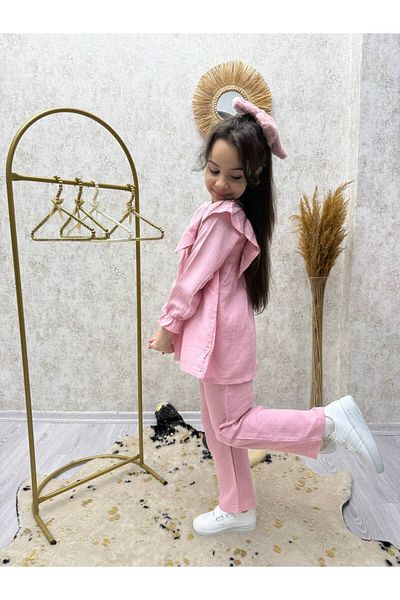 morpembej kadın erkek çocuk Cotton Muslin Fabric Girl's Bottom Top Double Set