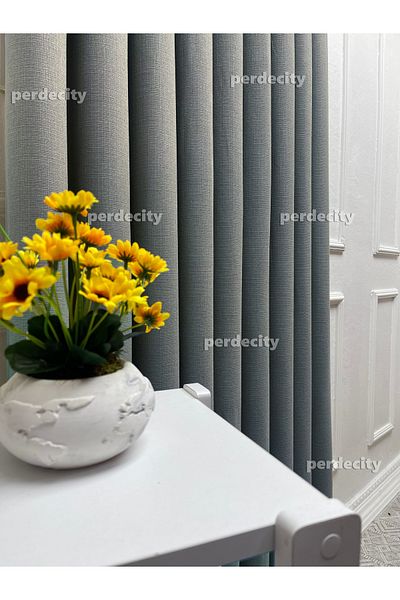 PERDECITY Natural Linen Background Curtain Single Wing (Without Pile) Plain Sewing