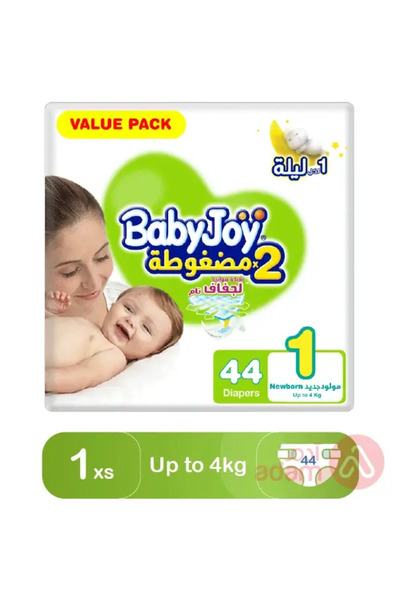 BabyJoy حفاضات ماسية مضغوطة، مقاس 1، حديثي الولادة، 0-4 كجم، عبوة اقتصادية، 4...
