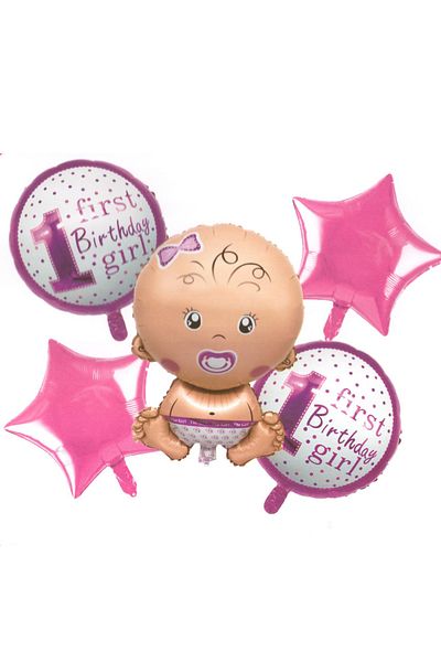 Larenya 1 Year Birthday Foil Balloon Set |   Stylish Decoration for First Birthday Celebration