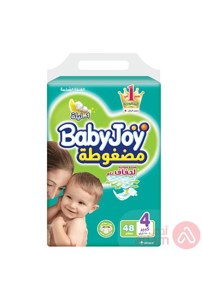 BabyJoy Compressed Diamond Pad, Size 4, Large, 10-18 kg, Jumbo Pack, 48 Diapers