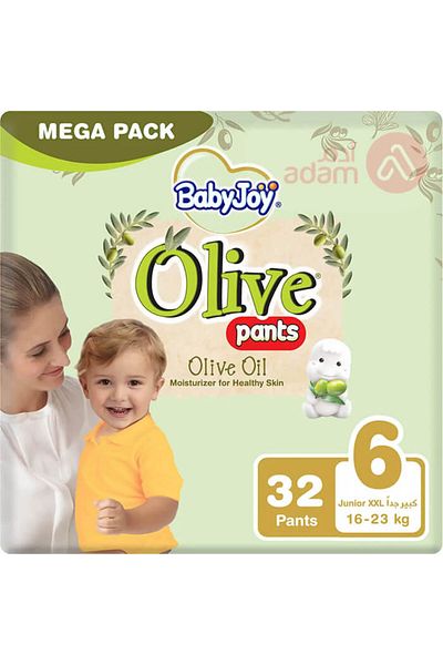 BabyJoy Olive Oil Pants, Size 6, Junior Xxl, 16-23 Kg, Mega Pack, 32 Diapers