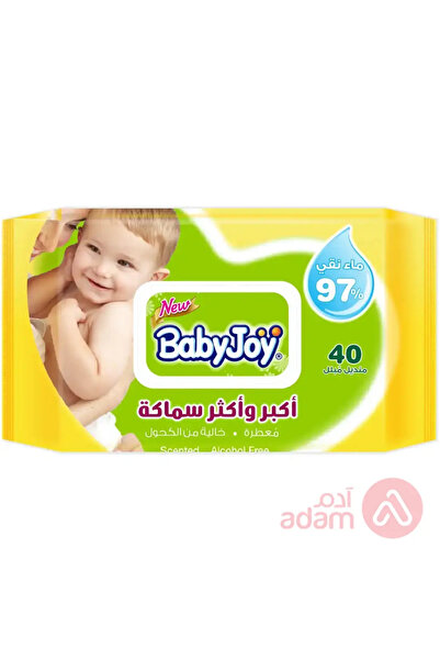 BabyJoy مناديل مبللة سميكة وكبيرة الحجم معطرة، 40 منديلًا