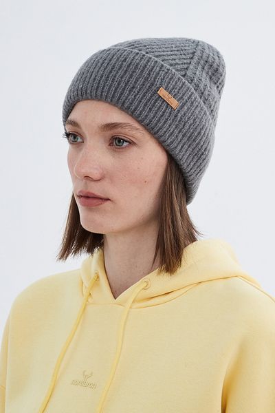 Nordbron Stretchy and Soft Gray Knitwear Winter Miley - Double Fold with Logo Basic Model