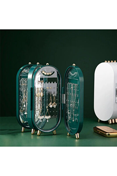 omilife 4 Compartment Mirrored Jewelry Organizer - Ring, Earring and Necklace Organizer