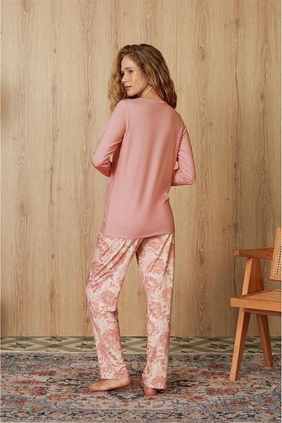 Doreanse Set de pijamale tricou de damă cu model floral de culoare somon 4124