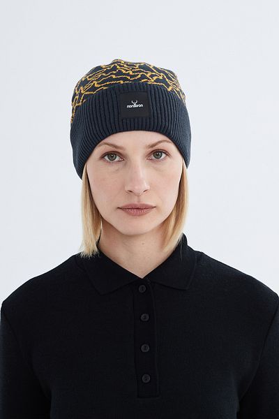 Nordbron Black Soft Patterned Beret - Stretchy Double Fold Winter Knitwear Rhine