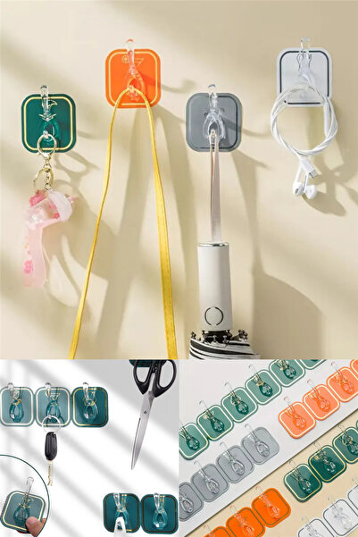 omilife Kendinden Yapışkanlı 6 Kancalı Duvar Askısı Renkli Pratik Banyo Mutfa...