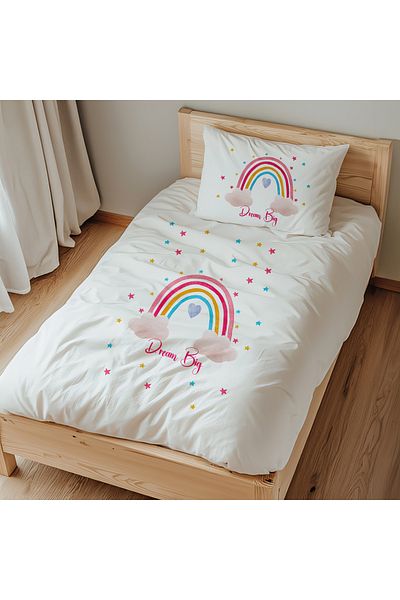 Lilabio Rainbow Dream Big - Σετ Παπλωματοθήκη Μονό 100% Βαμβάκι (160x220 cm)