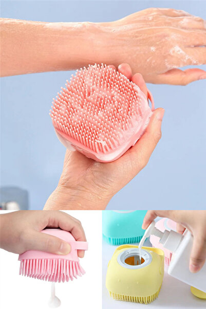 omilife حقيبة استحمام من السيليكون الناعم مع غرفة جل مرنة باللون الوردي - منشفة